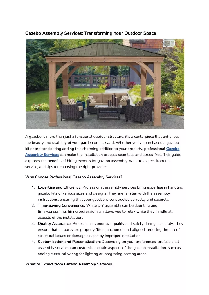 gazebo assembly services transforming your