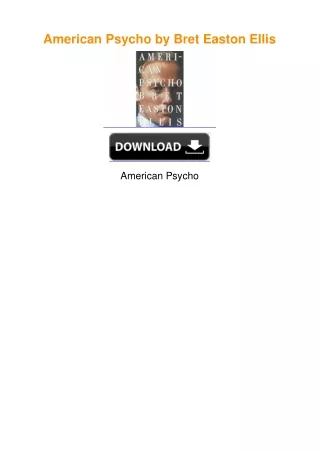 American Psycho by Bret Easton Ellis