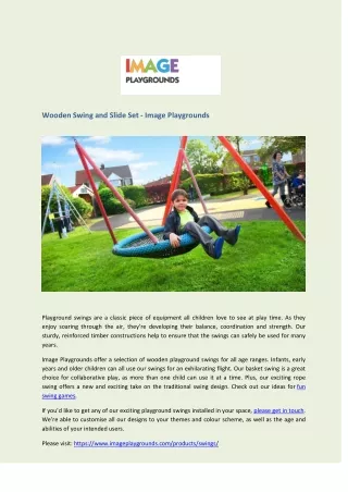 wooden swing and slide set image playgrounds