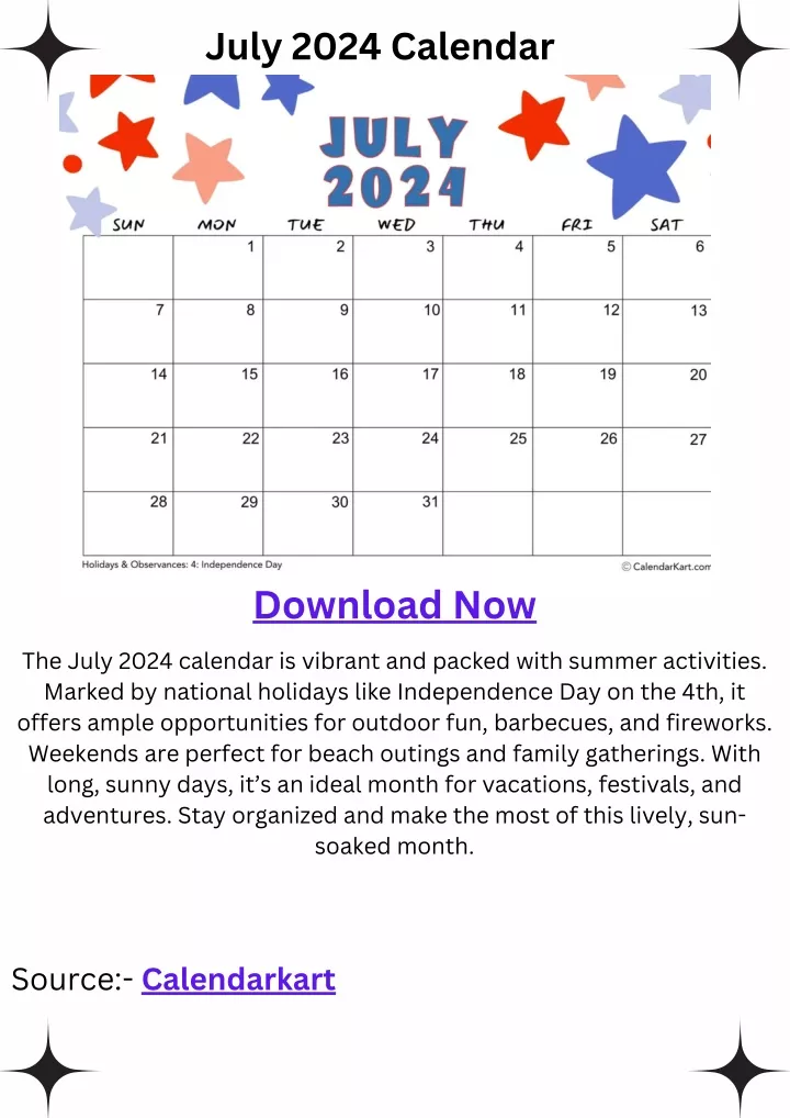 july 2024 calendar