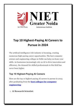 Top 10 Highest-Paying AI Careers to Pursue in 2024