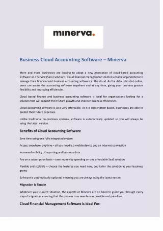 business cloud accounting software minerva