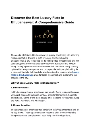 Discover the Best Luxury Flats in Bhubaneswar_ A Comprehensive Guide