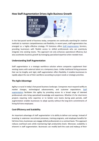 how staff augmentation drives agile business