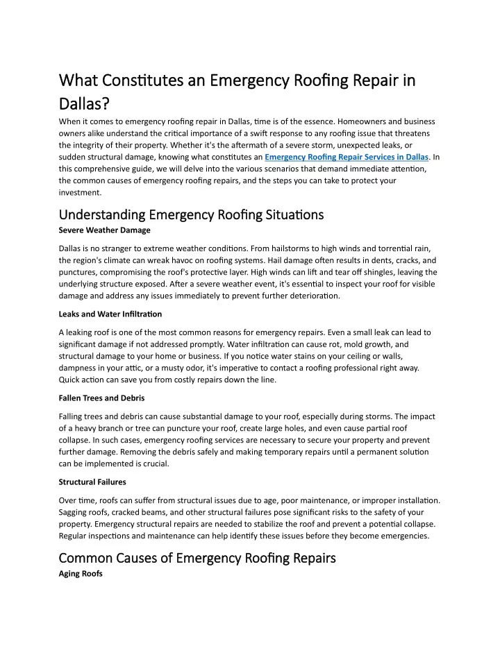 what constitutes an emergency roofing repair