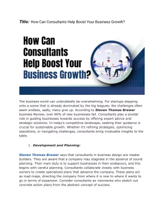 title how can consultants help boost your