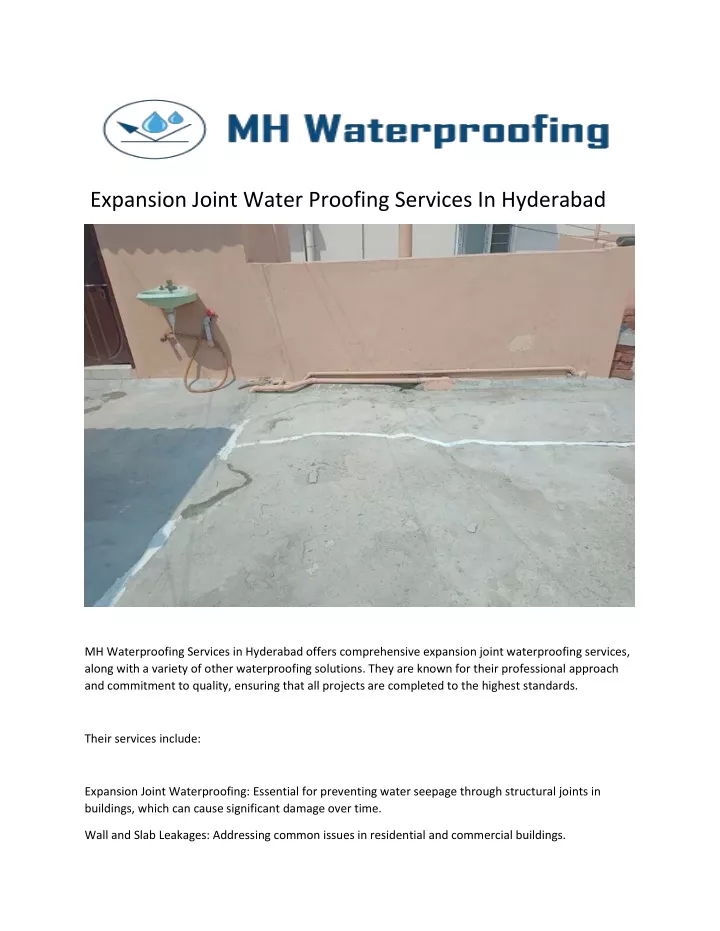 expansion joint water proofing services