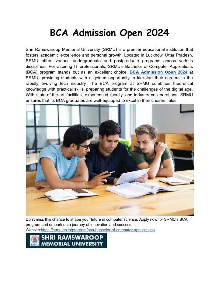 bca admission open 2024