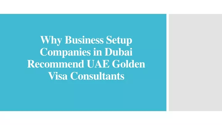 why business setup companies in dubai recommend uae golden visa consultants