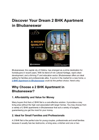 Discover Your Dream 2 BHK Apartment in Bhubaneswar