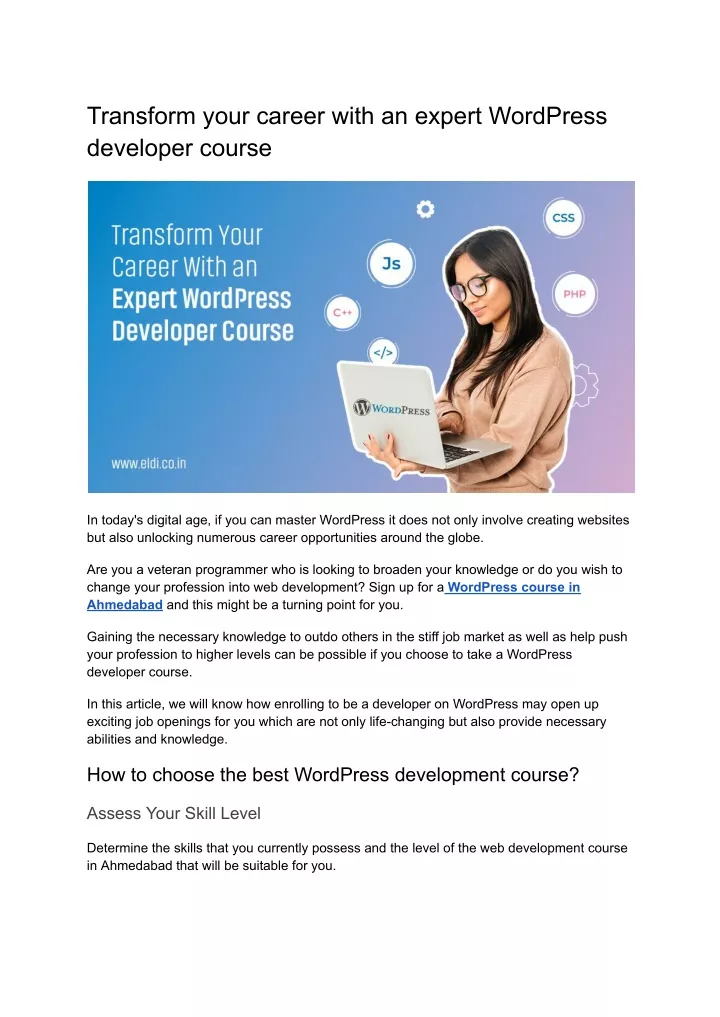 transform your career with an expert wordpress