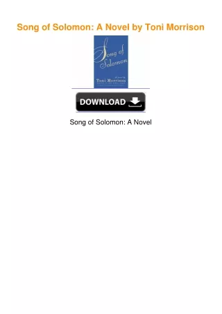 Song of Solomon: A Novel by Toni Morrison