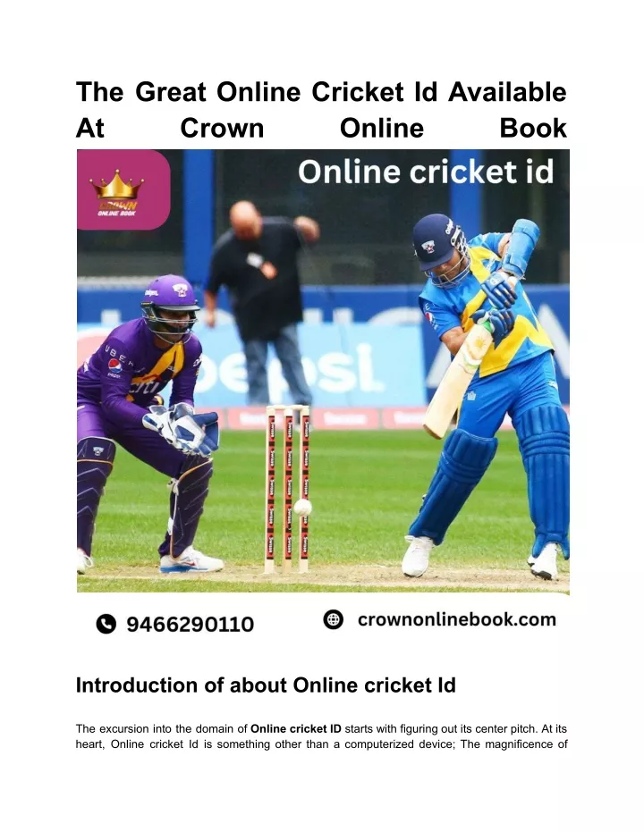 the great online cricket id available at crown