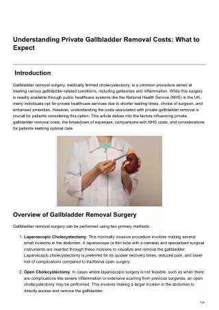 understanding private gallbladder removal costs