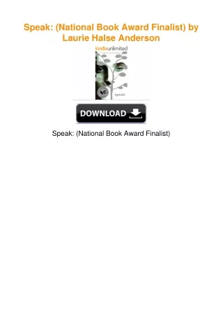 Speak: (National Book Award Finalist) by Laurie Halse Anderson