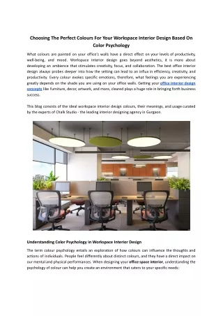 choosing the perfect colours for your workspace