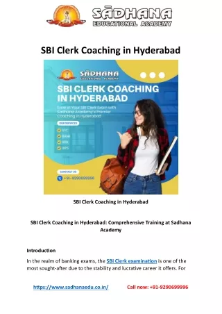 SBI Clerk Coaching in Hyderabad