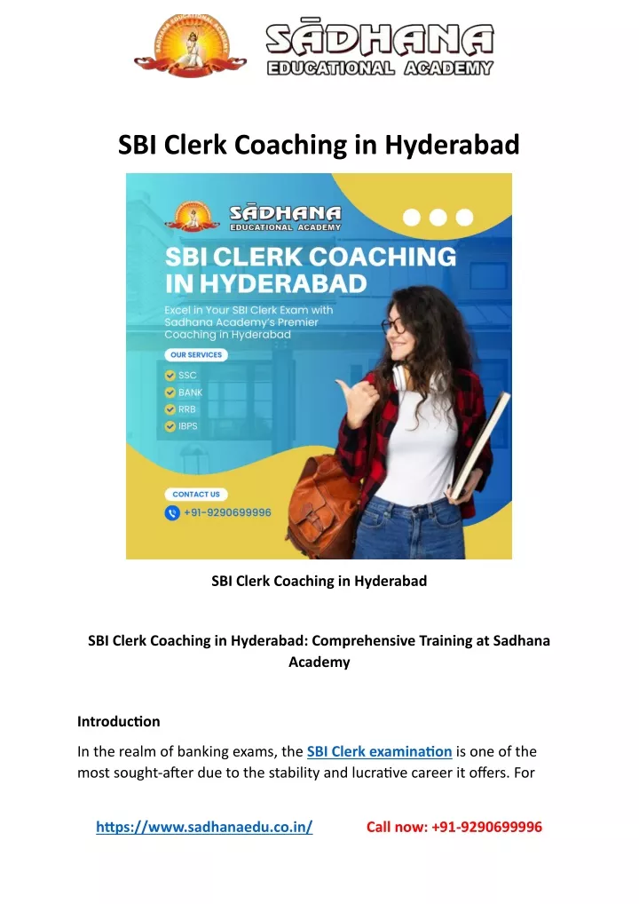 sbi clerk coaching in hyderabad