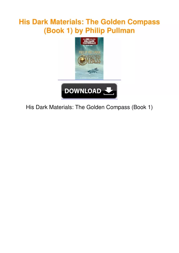 PPT - His Dark Materials: The Golden Compass (Book 1) by Philip Pullman ...