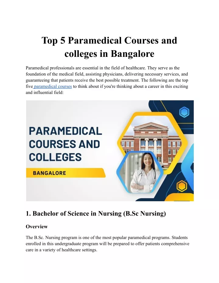 top 5 paramedical courses and colleges