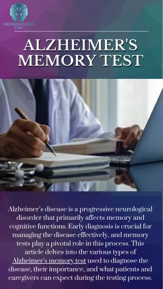 Assess Your Memory Free Alzheimer's Screening at Neuro Genesis CMC