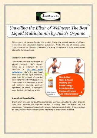 Unveiling the Elixir of Wellness The Best Liquid Multivitamin by Juka’s Organic