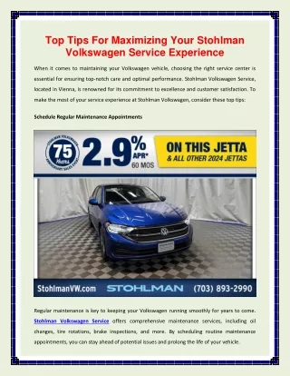 Top Tips For Maximizing Your Stohlman Volkswagen Service Experience