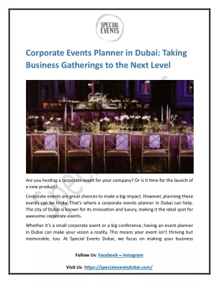 Corporate Events Planner in Dubai Taking Business Gatherings to the Next Level