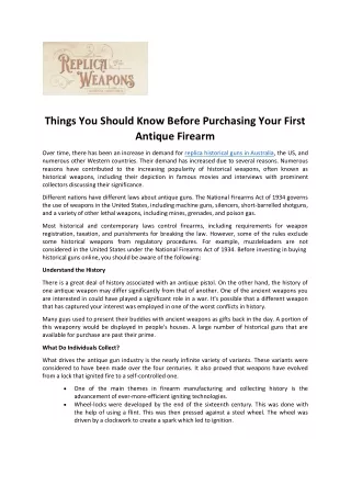 Things You Should Know Before Purchasing Your First Antique Firearm