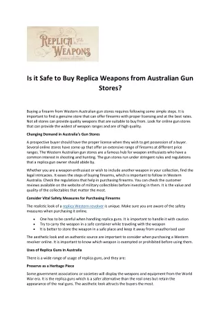 Is it Safe to Buy Replica Weapons from Australian Gun Stores - Copy