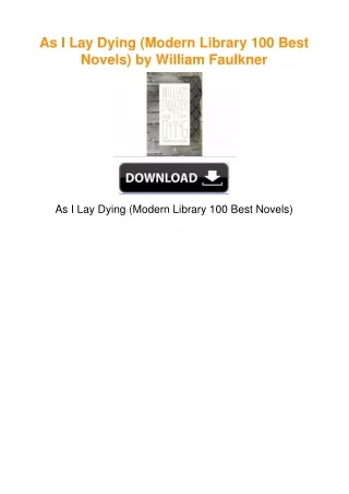 As I Lay Dying (Modern Library 100 Best Novels) by William Faulkner