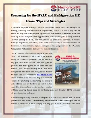 Preparing for the HVAC and Refrigeration PE Exam Tips and Strategies