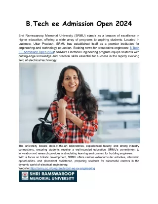 b tech ee admission open 2024