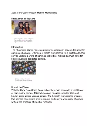 Xbox Core Game Pass- 6 Months Membership