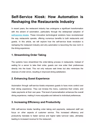 Self-Service Kiosk_ How Automation is Reshaping the Restaurants Industry