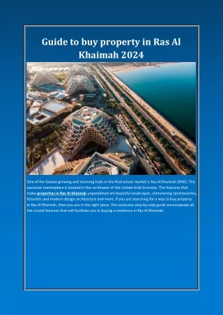 Guide to buy property in Ras Al Khaimah 2024