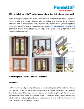 what makes upvc windows ideal for modern homes