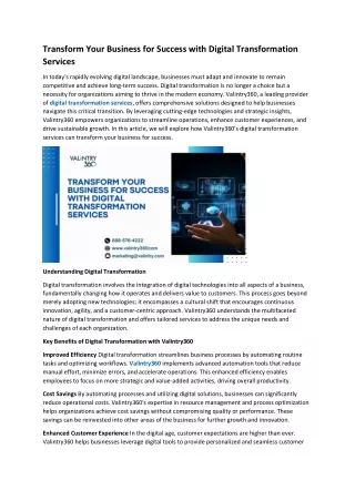 Transform Your Business for Success with Digital Transformation Services