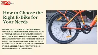 how to choose the right e bike for your needs