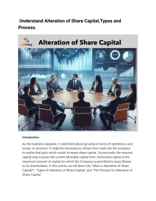 Understand The Alteration of Share Capital