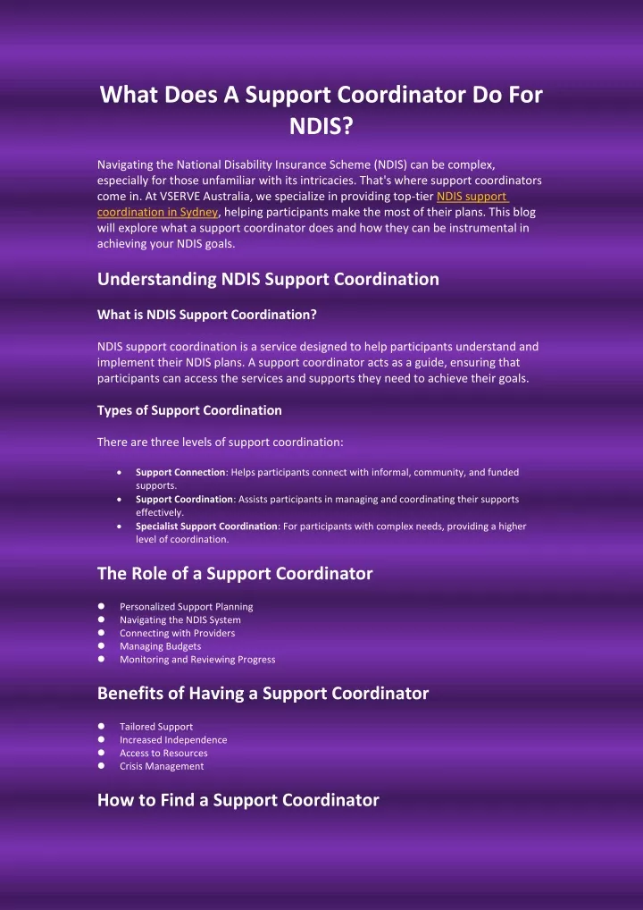 PPT - What Does A Support Coordinator Do For NDIS PowerPoint ...