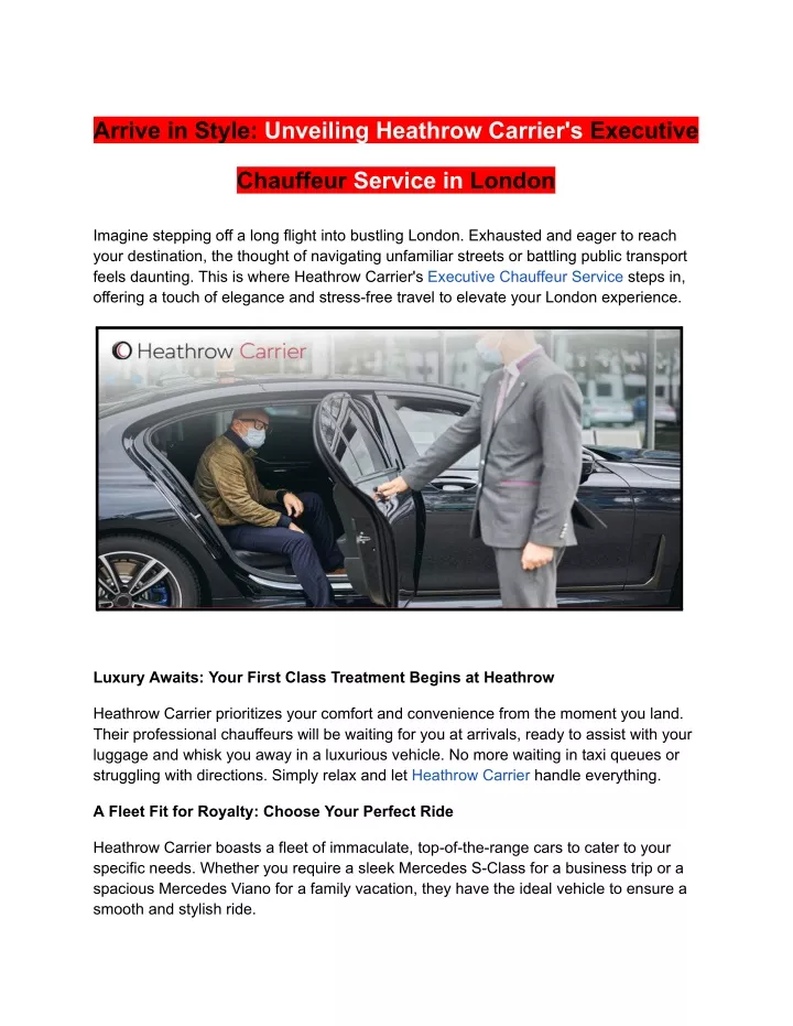 PPT - Arrive in Style Unveiling Heathrow Carriers Executive Chauffeur ...