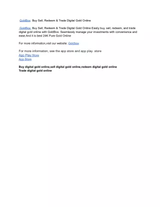 GoldBox  Buy Sell, Redeem & Trade Digital Gold Online