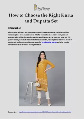 How to Choose the Right Kurta and Dupatta Set