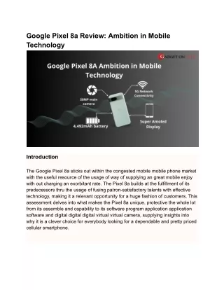 Google Pixel 8A Ambition in Mobile Technology