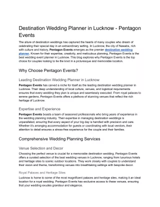 Destination Wedding Planner in Lucknow - Pentagon Events