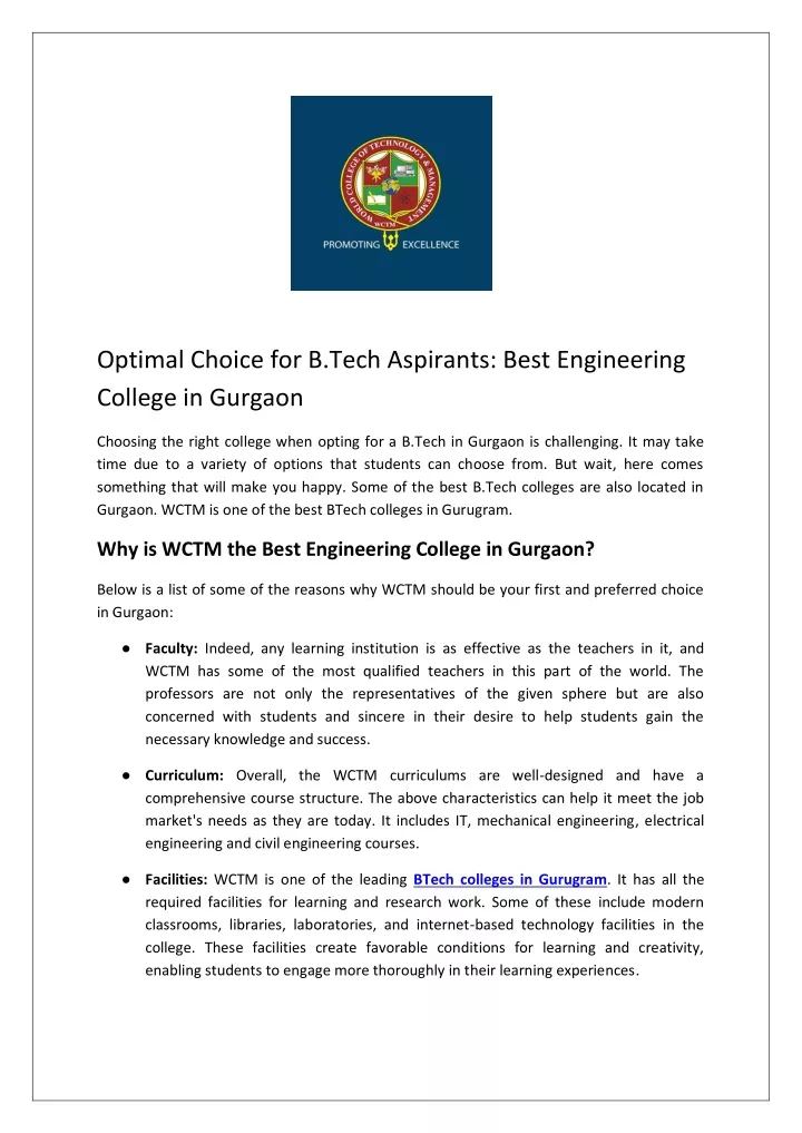 optimal choice for b tech aspirants best