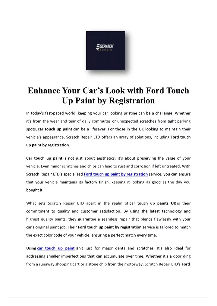 enhance your car s look with ford touch up paint