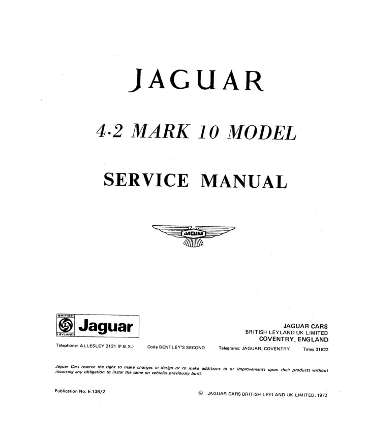 PPT - 1968 Jaguar Mkx 4.2 Litre and 420G Service Repair Manual ...