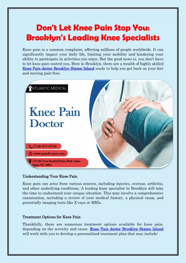 don t let knee pain stop you brooklyn s leading
